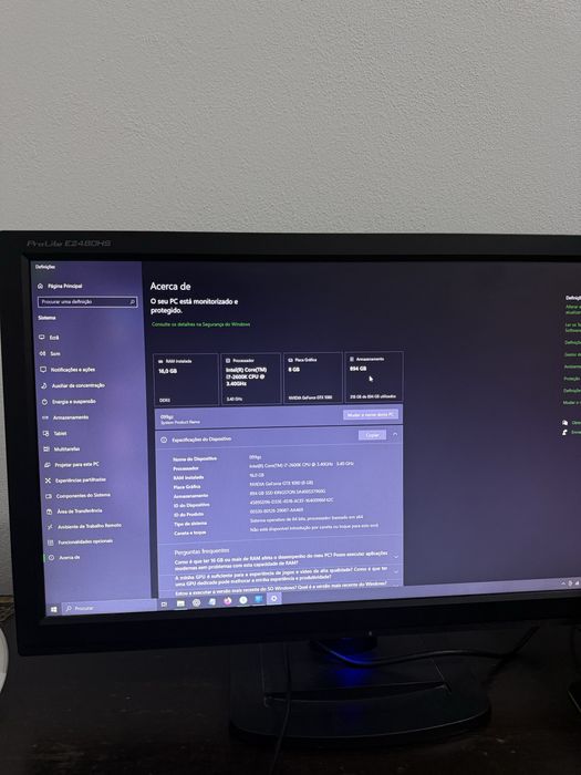 Setup Gaming Completo - GTX 1080 - Monitor 24” - pronto pra uso