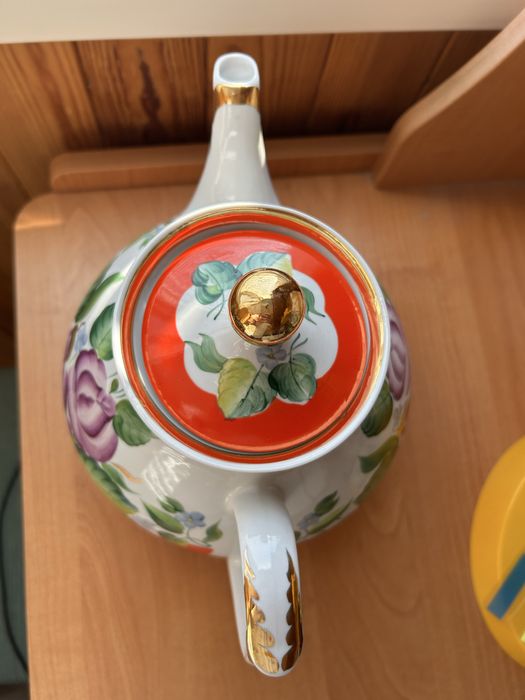 Великий доливний чайник,СФЗ,ручний розпис.