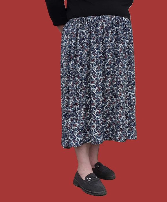 54 56 Jak nowa spódnica w gumę midi letnia plażowa wzory paisley retro