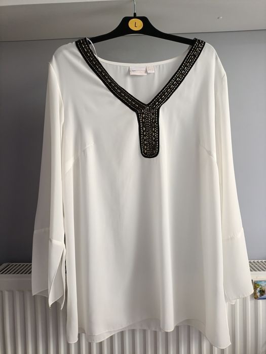 Biała bluzka elegancka 50 tiul mgiełka