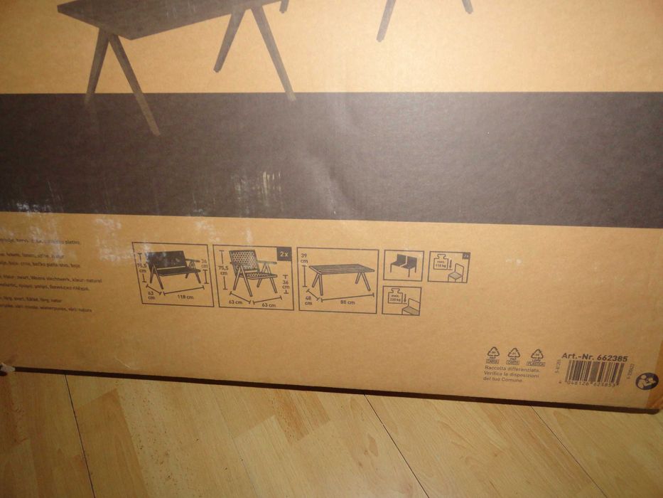 Zestaw ogrodowy stół 2 fotele i ławka