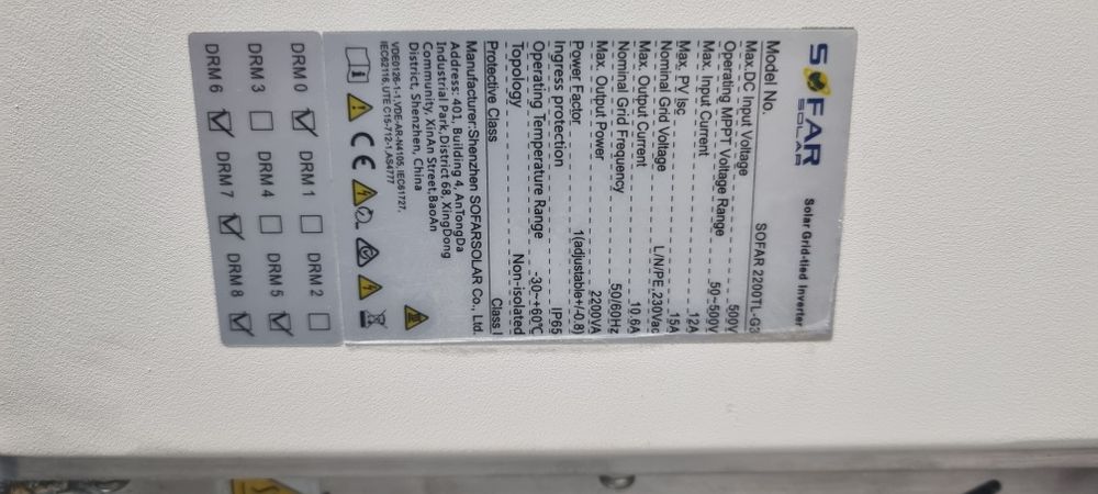 Inversor 2200w para painéis solares SOFAR