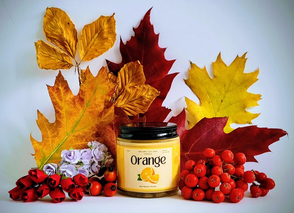 Świeca sojowa, Pomarańcza 100ml, Pomarańczowa–naturalna, handmade, eko