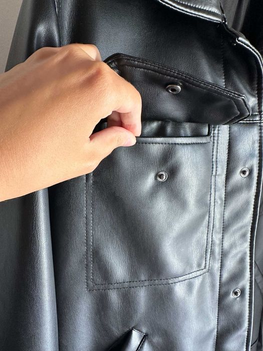 Blusao motard biker casaco homem Zara Man efeito pele preto S