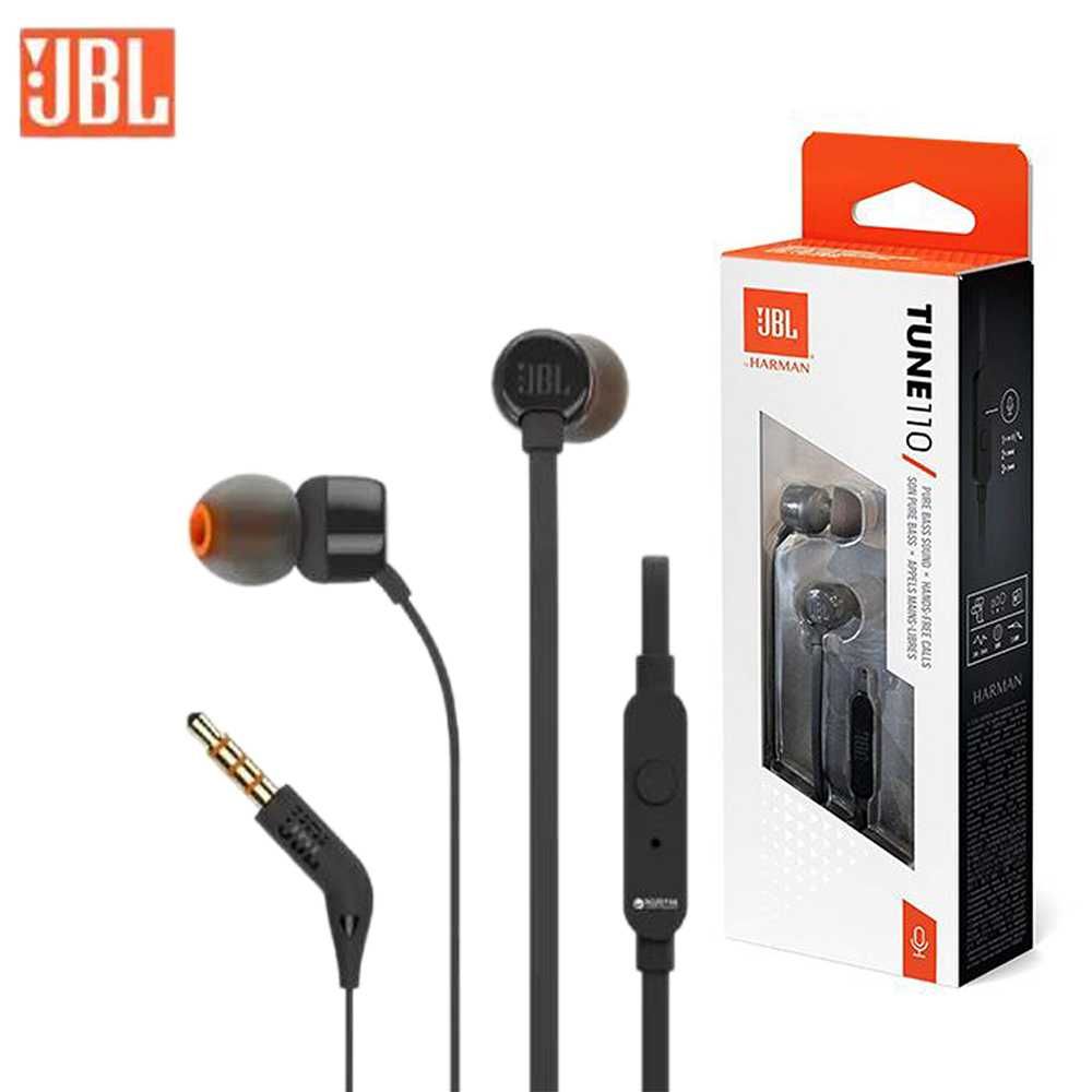 Новые вакуумные наушники с микрофоном JBL Tune 110 Black (JBLT110BLK ...