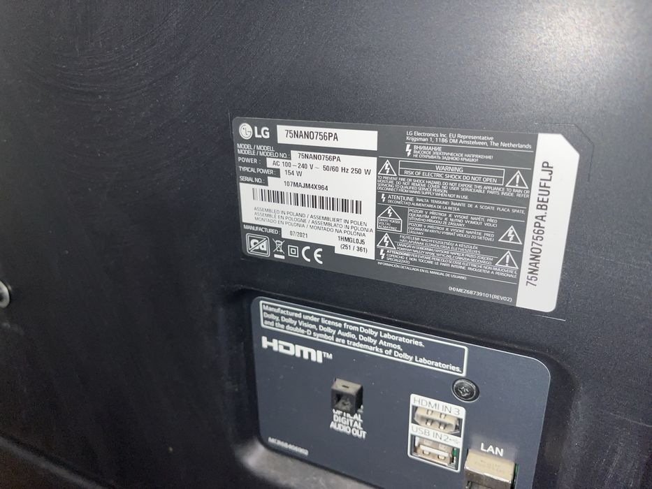 TV LG NanoCell 75” 4K UHD Smart TV - 75NANO756PA - Como Nova
