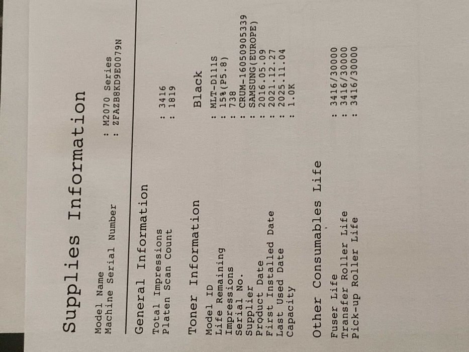 Drukarka laserowa Samsung 2070 skaner bardzo mały przebieg