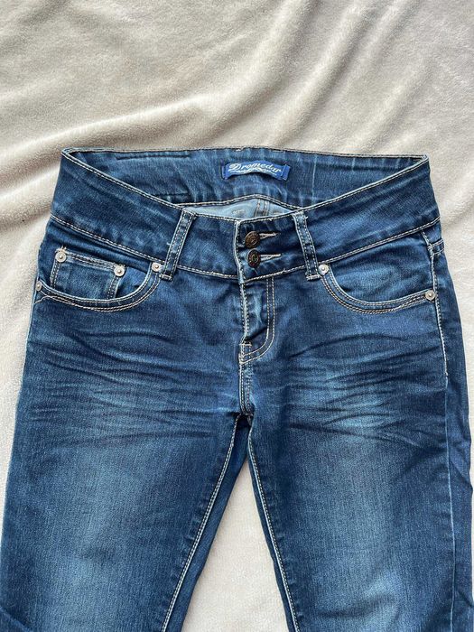 jeansy niebieskie ciemne skinny slip prosta nogawka ładne dżinsy