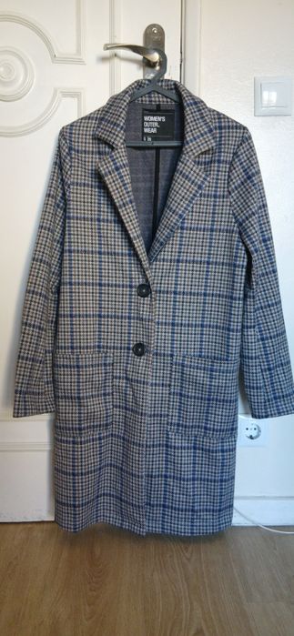 Sobretudo feminino xadrez tamanho S/M estilo clássico