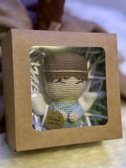 Ręcznie robiony aniołek na szydełku, narodziny, chrzest, komunia