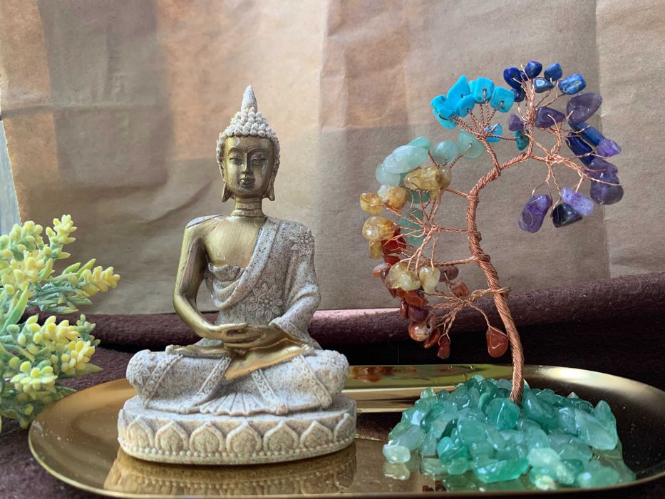 Медитативний Набір: Чакрове Кристалове Дерево + Статуетка Будди