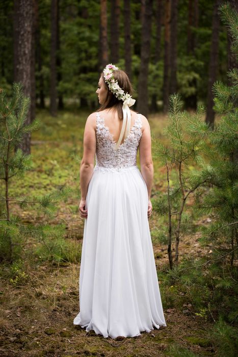 Biała suknia ślubna Donia Casar, ślub cywilny/kościelny, muślin