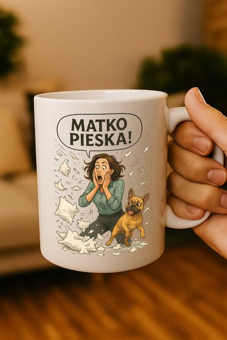 Kubek MATKO PIESKA / Psia mama / buldog francuski ,  nowy 330ml