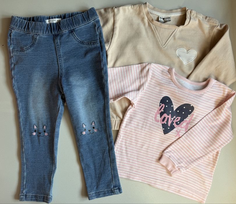 Zestaw dziewczęcy jeansy spodnie bluza bluzka Sinsay George So Cute 92