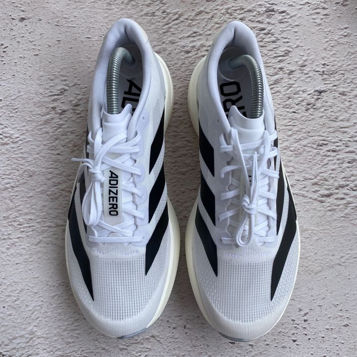 40 42.5 jh6208 елітні бігові кросівки adidas adizero evo sl white/black running jh6206