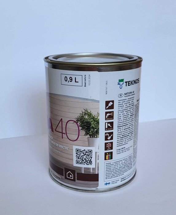 Акриловый лак Teknos Natura 40, полуглянцевый, 0,9 л