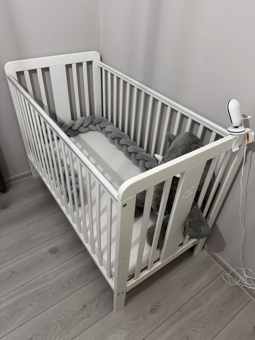 Łóżeczko niemowlęce Foxy Cot 120×60 + materac Woodies, ochraniacz ikea