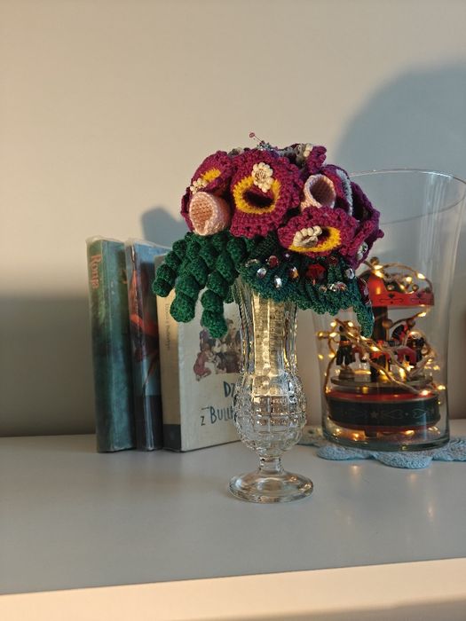 Bukiet szydełkowy, handmade, Grandma style design, dekoracja