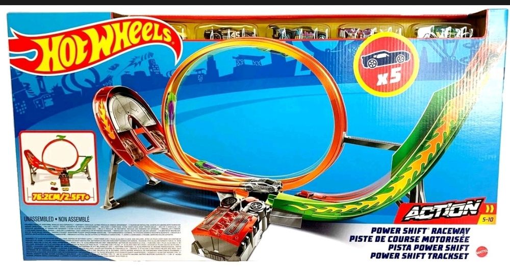Tor wyścigowy HotWheels+ 5 samochodzików NOWE