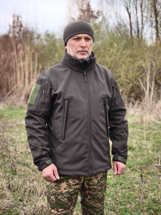 Куртка тактична Softshell з прихованим капюшоном | Софтшелл Олива B&L