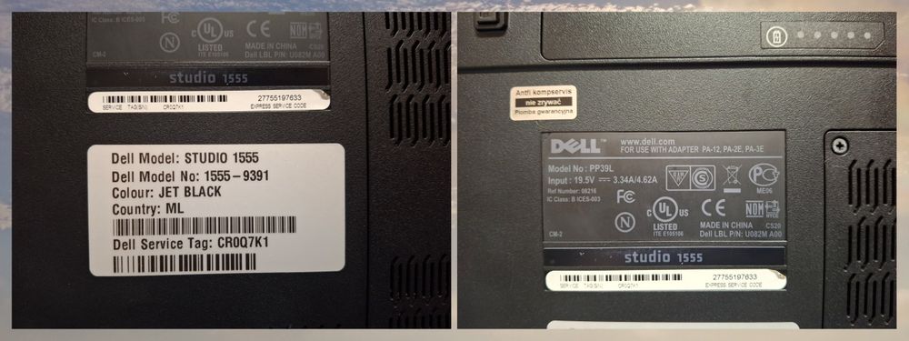 Laptop Dell Studio 1555