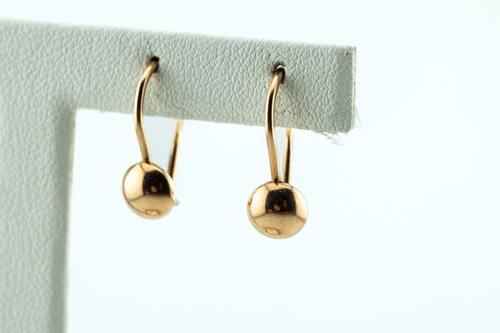 Oryginalne złote kolczyki w stylu vintage złote półkule 583