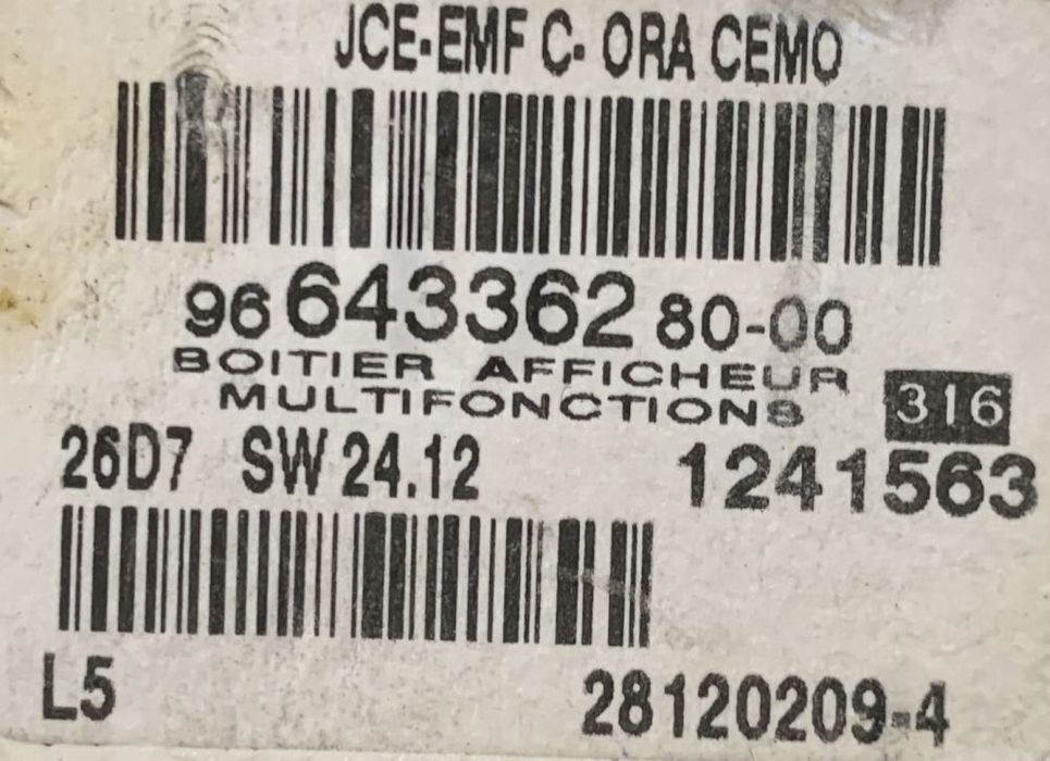 Wyświetlacz Ekran Radia Peugeot