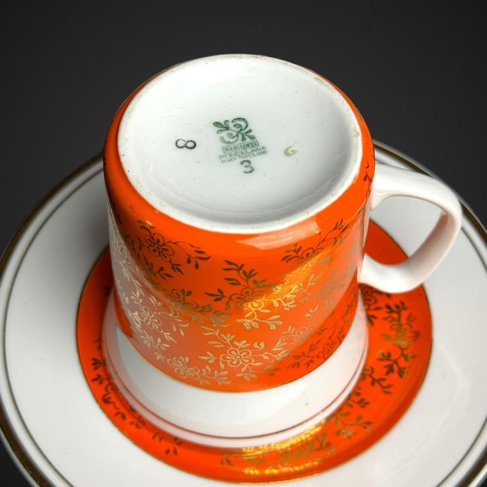 Włocławek Serwis kawowy Aleksander Sowiński kolorowy kwiaty B41/5124