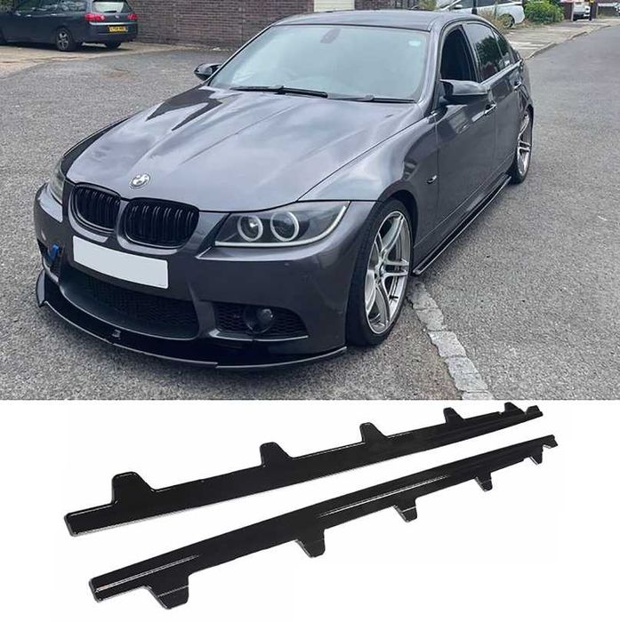 Dokładki listwy pod progi BMW E90 E91 CZARNY POŁYSK / CARBON