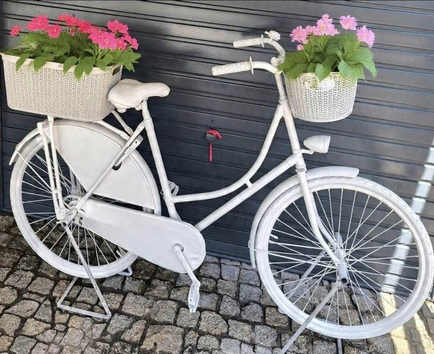 kwietnik rower  biały ozdoba