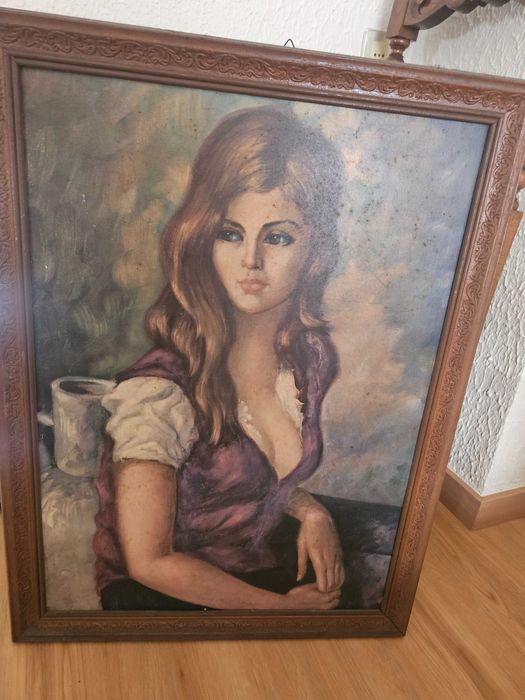 Quadro antigo imagem de mulher