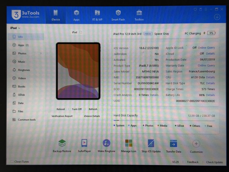 iPad Pro 12.9 3. gen. (A1895) - 256GB - pęknięty - faktura VAT 23%