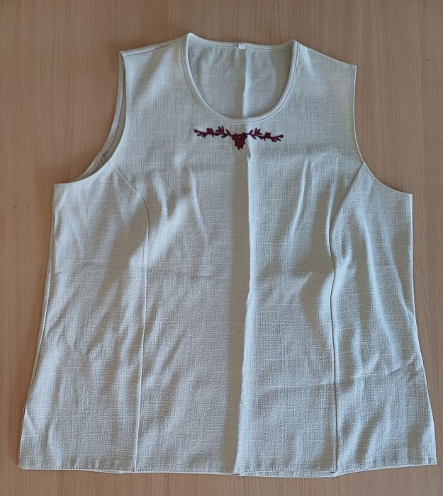 Elegancki top bluzka z haftem Siedlce wiskoza i len L/40