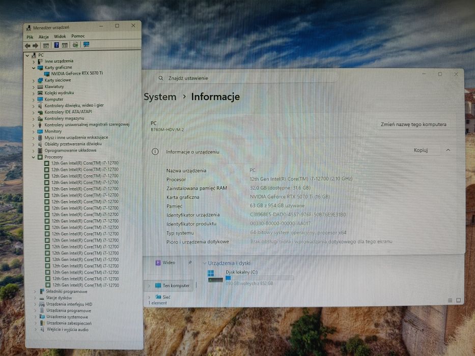 Komputer Gamingowy i7-12700, RTX 5070 Ti, 32 GB DDR5,1 TB SSD,Win 11