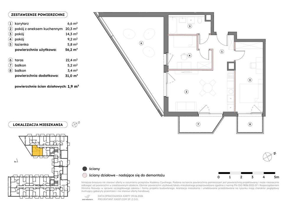 3pokojowe 56 m² | * TARAS 22 m² + 2 BALKONY * | 4 piętro (ostatnie) - View 4