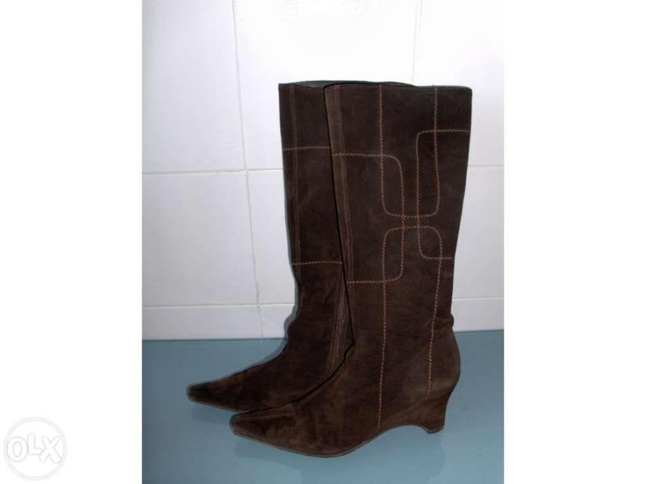 Botas camurça castanha, tam 37