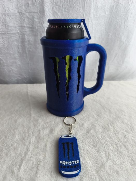 Caneca Monster Azul Purpurina + Acessórios
