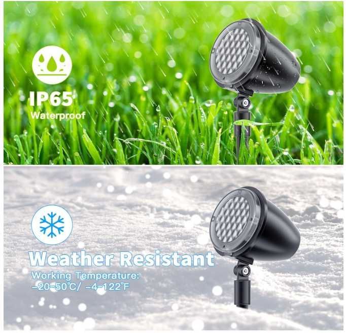 Projektor świąteczny LED CHILCEW wzór śnieżynki 2 sztuki