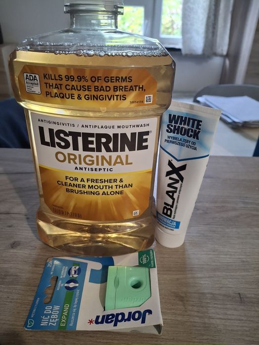 Listerine oryginal z USA nić Jordan i pasta Blanxx