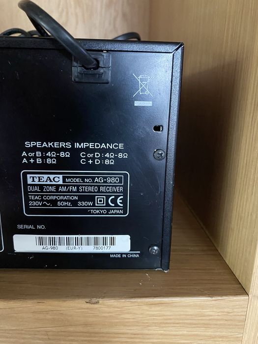 TEAC Dual Zone Am/FM Stereo  Recerver AG -980 Digital Zone Wzmacniacz