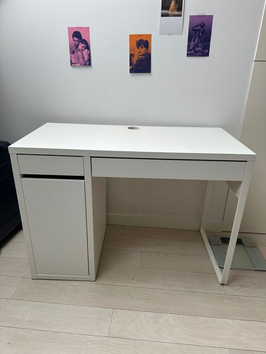 Biurko IKEA białe z szufladą i szafką — dobry stan