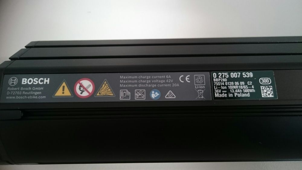 Baterie Bosch Power Tube 500 WH i 400WH Pozioma