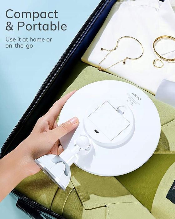 Lusterko Kosmetyczne LED Podświetlane 3 Barwy 10X Regulacja Jasności