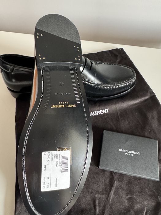 YSL czarne, nowe, skórzane mokasyny - rozmiar 42