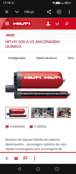 Bucha química hilti