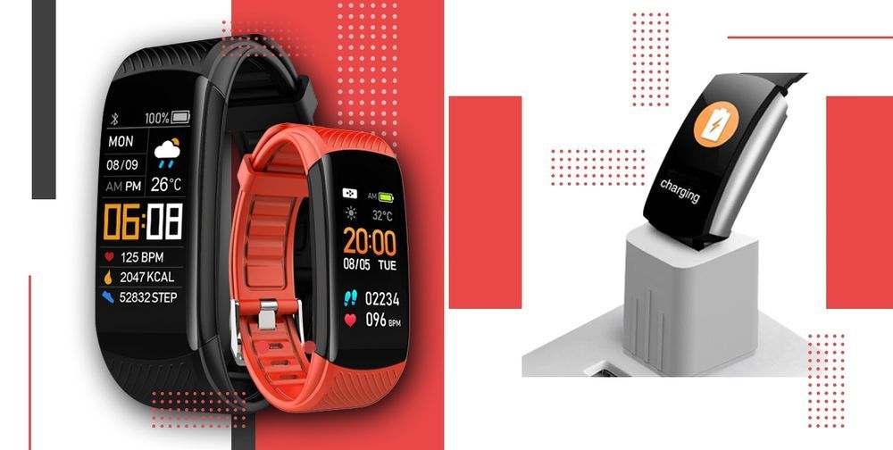 Smartwatch GIEWONT Czarno Czerwony 2 Paski GW200-1