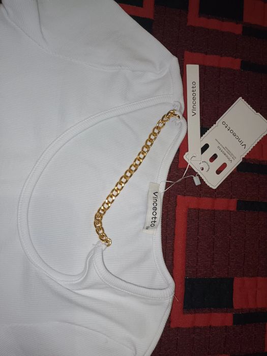 Camisola de manga curta branca-NOVA
