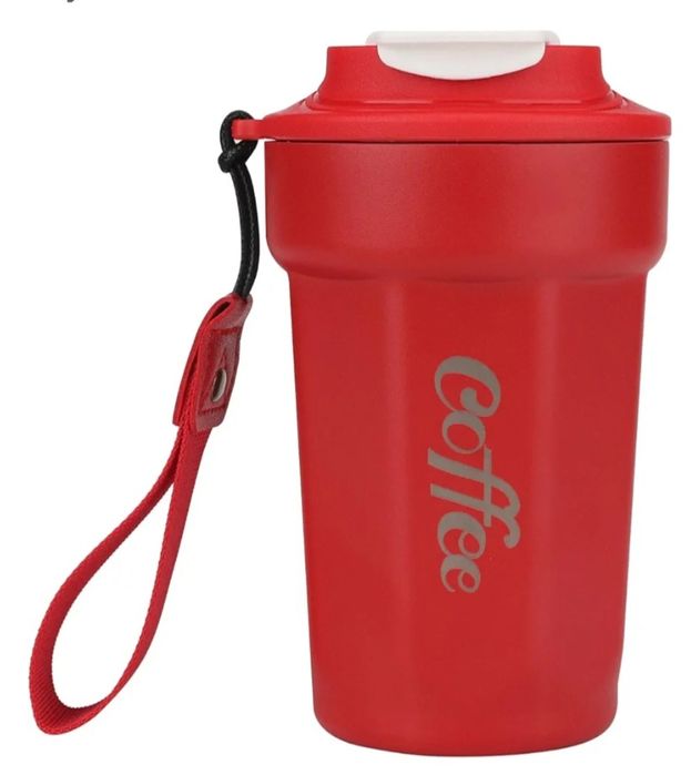 Kubek termiczny do kawy, do samochodu. Czerwony