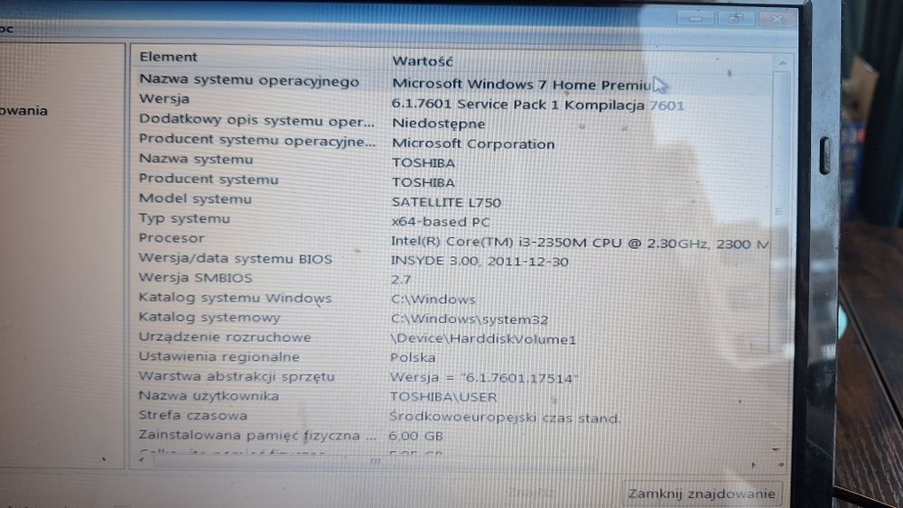 Laptop Toshiba Satellite L750-1xu i3 2x2.3GHz 600gb 6gb win7 dvd-rw