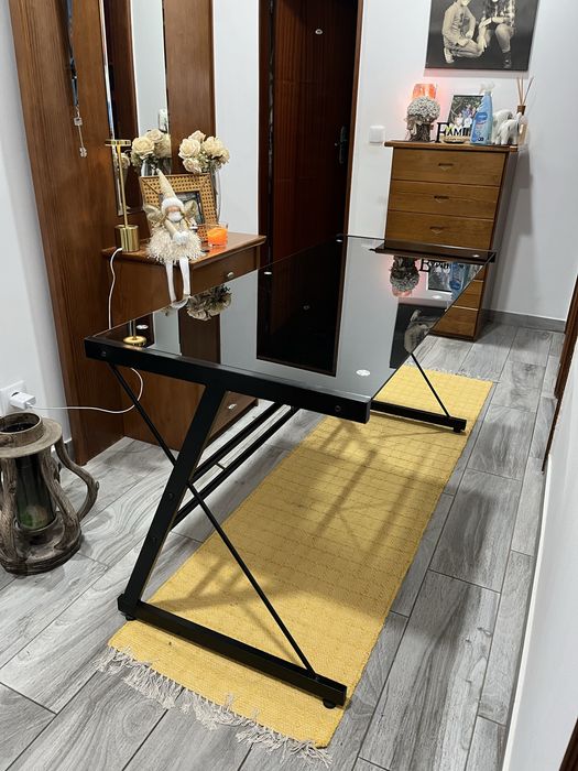 Secretária de Vidro Preta Usada